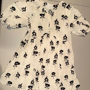 Zara Kids Black Floral on Cream Dress